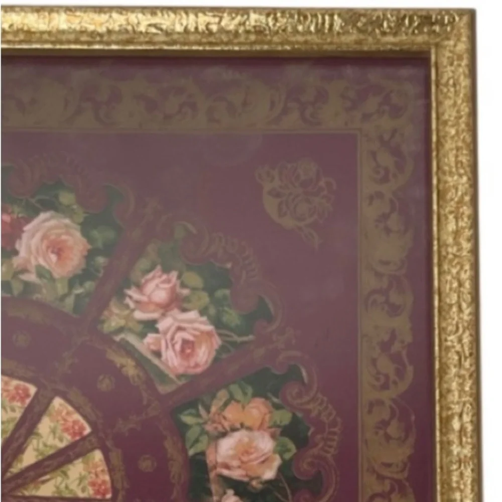 Victorian Floral Ornate Burgundy & Gold Wall Decoration